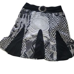 Le Grenier Black And White Abstract Patterned Mini A-line Skirt Size S